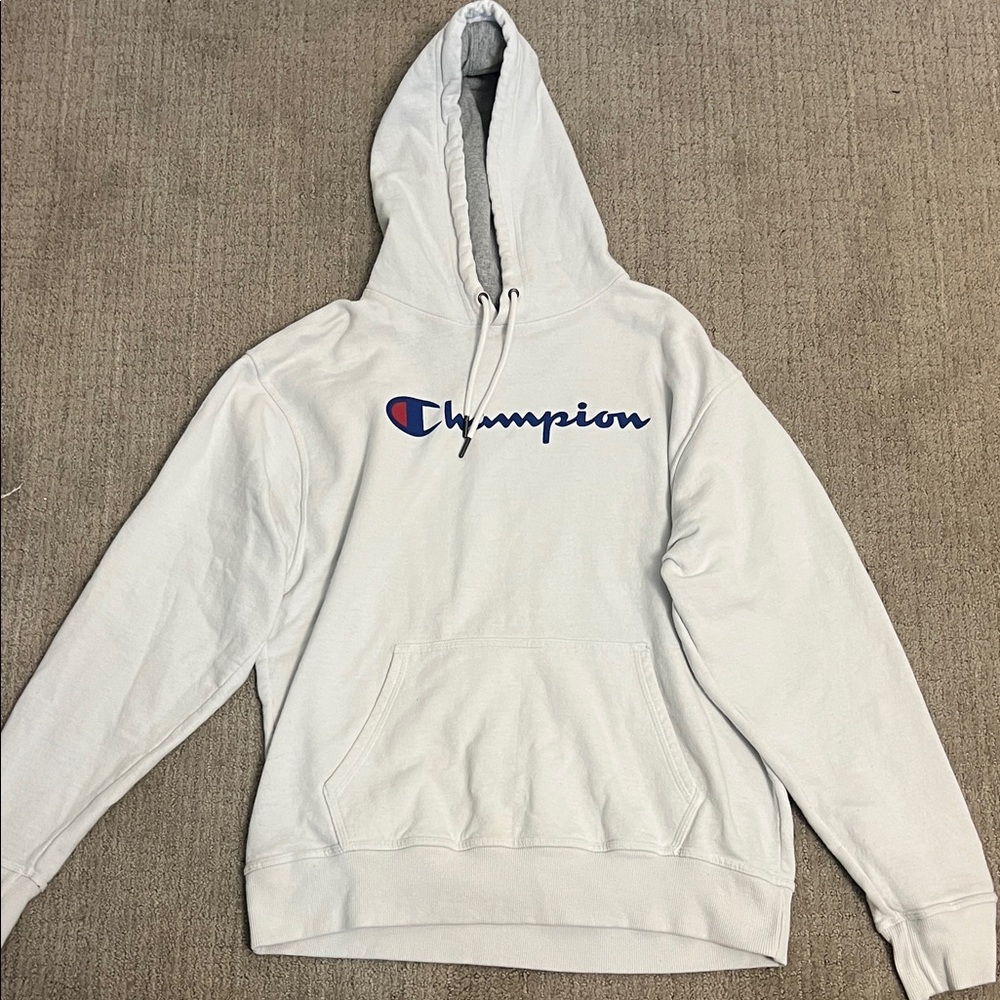 Authentic Champion White Men’s Large Logo Hoodie/Sweatshirt
